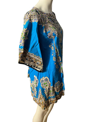 Vintage 70’s blue dashiki top M L