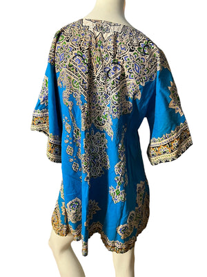 Vintage 70’s blue dashiki top M L