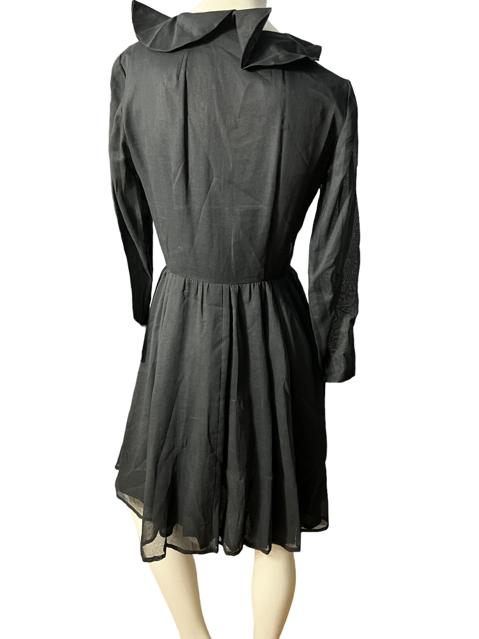 Vintage 70’s black ruffle wrap dress M