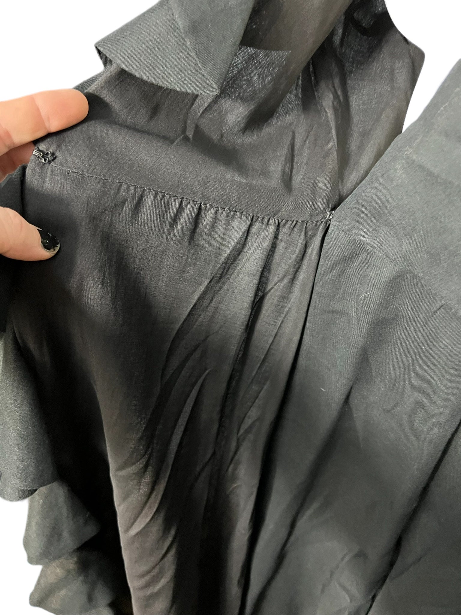 Vintage 70’s black ruffle wrap dress M