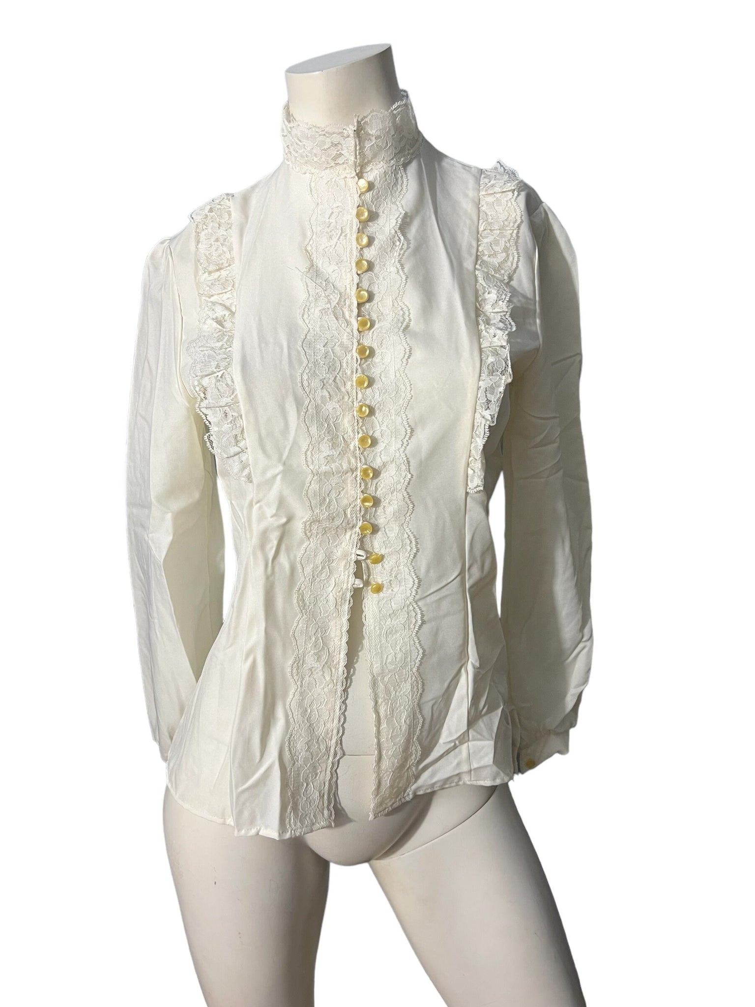Vintage 70’s prairie victorian blouse white M