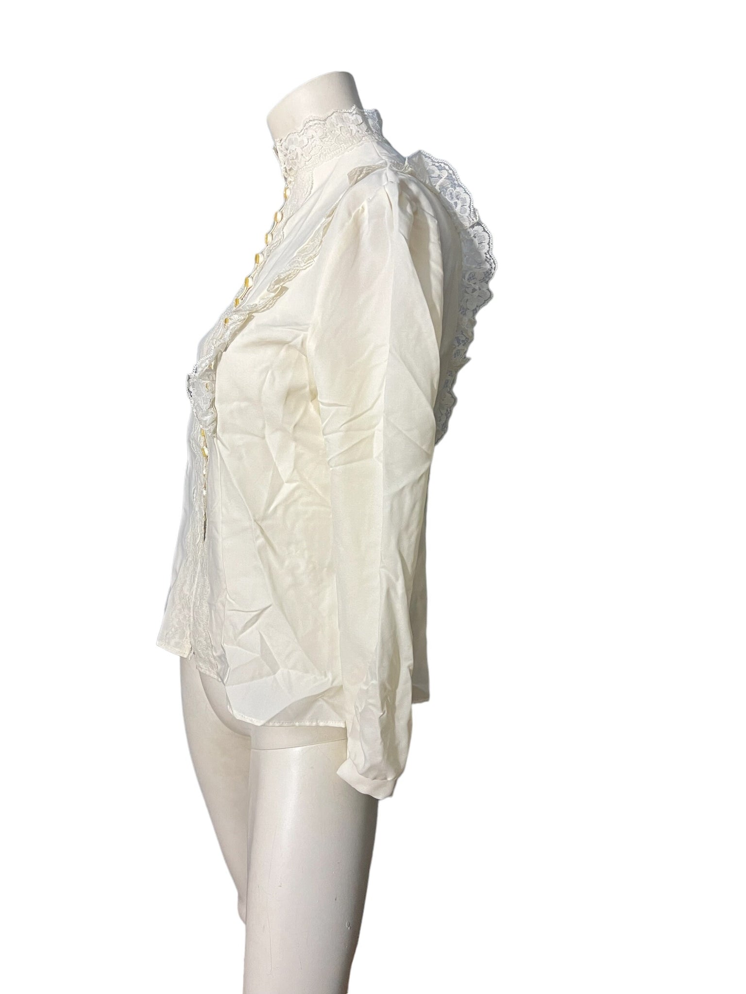 Vintage 70’s prairie victorian blouse white M