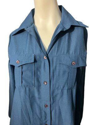 Vintage deadstock 70’s blue shirt dress 12