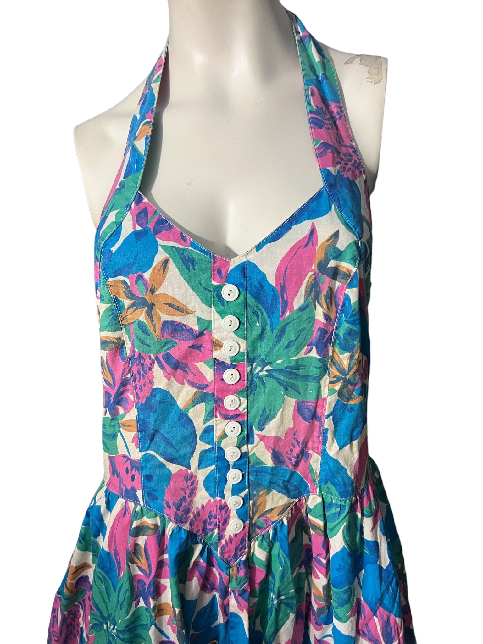 Vintage 80's floral halter sun dress 8