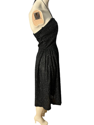 Vintage 80’s black sparkle party dress S M Warren Z