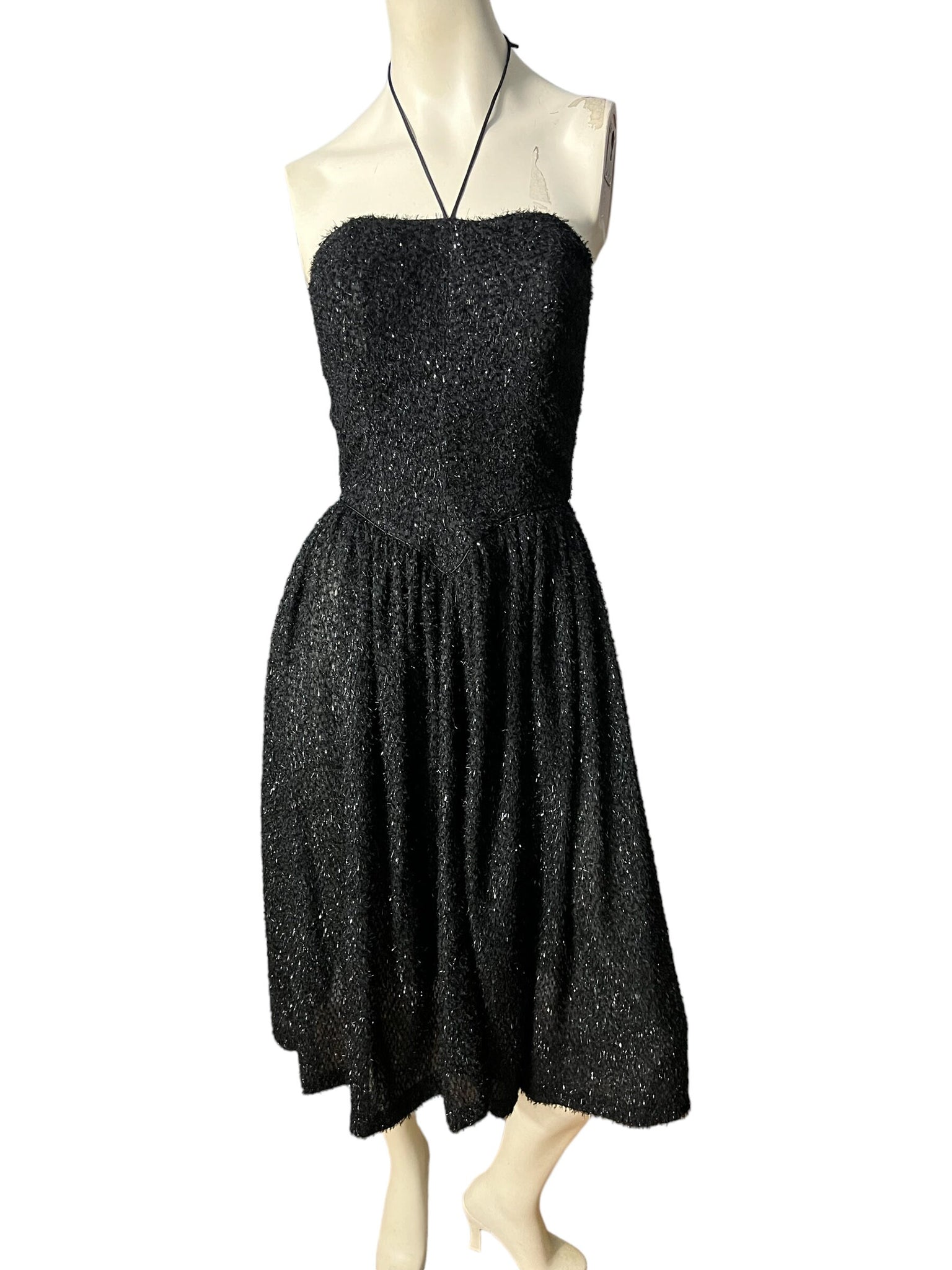 Vintage 80’s black sparkle party dress S M Warren Z