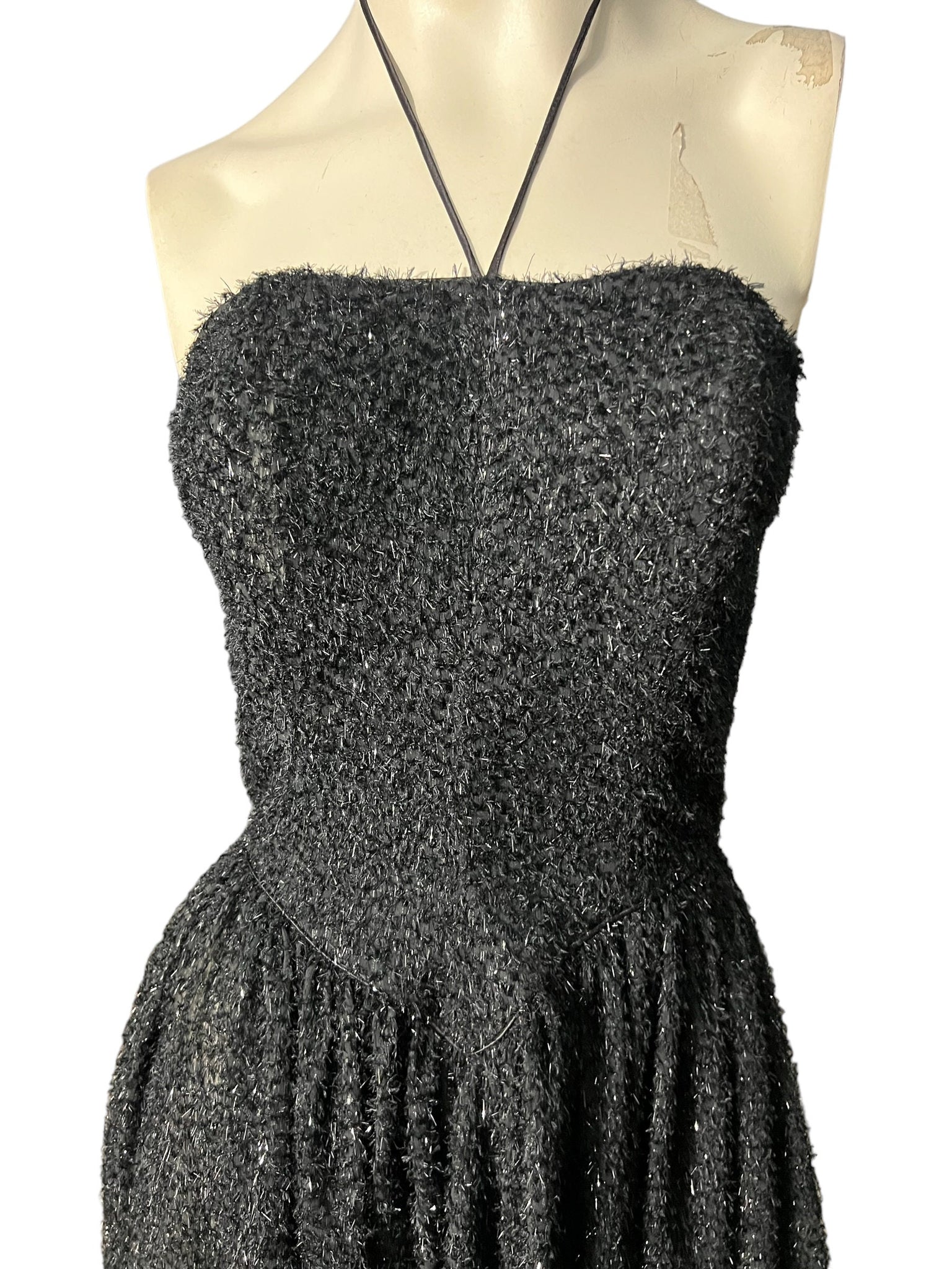 Vintage 80’s black sparkle party dress S M Warren Z