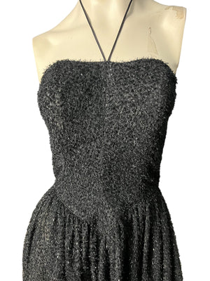 Vintage 80’s black sparkle party dress S M Warren Z