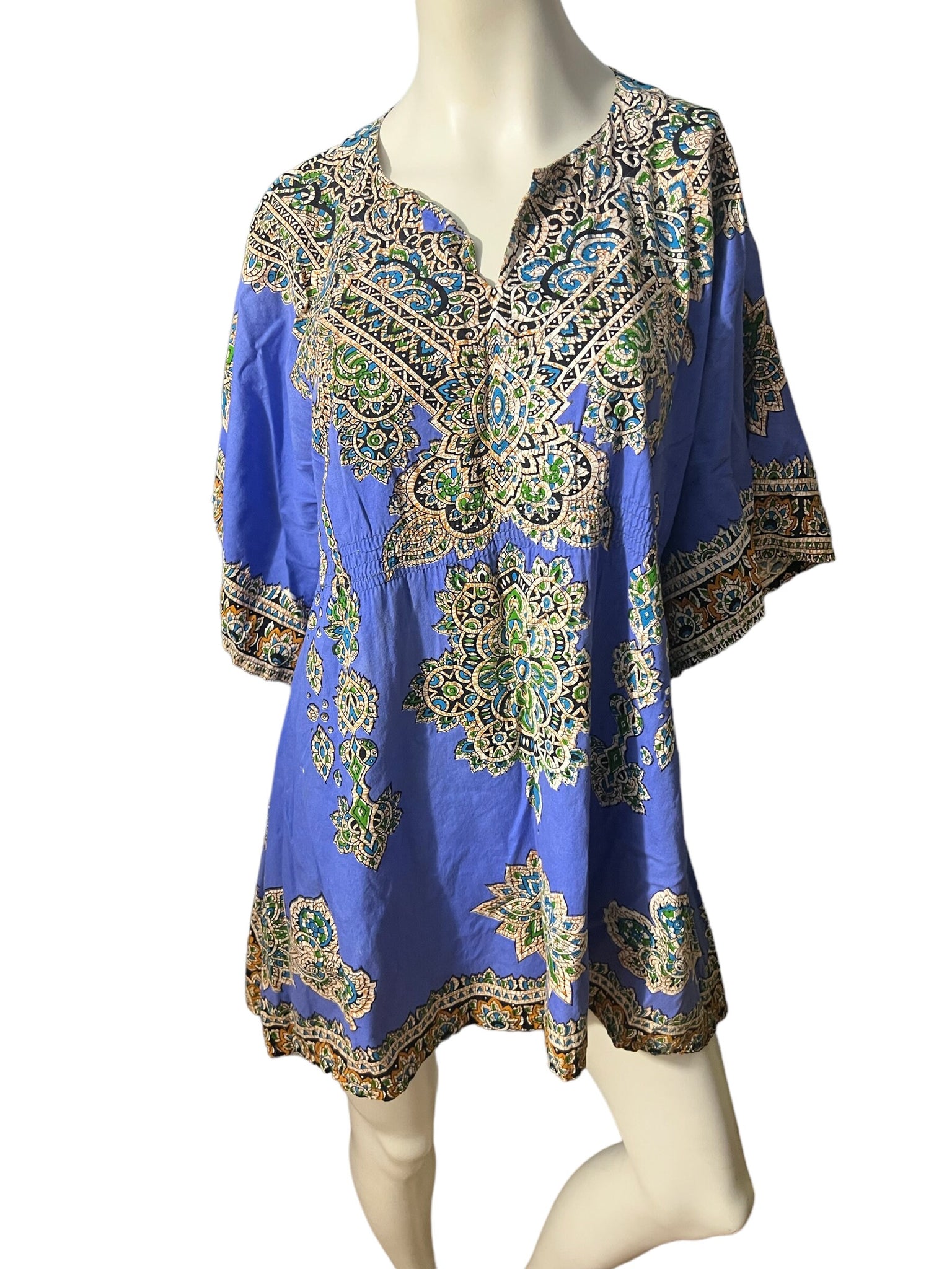 Vintage purple dashiki mini dress top L