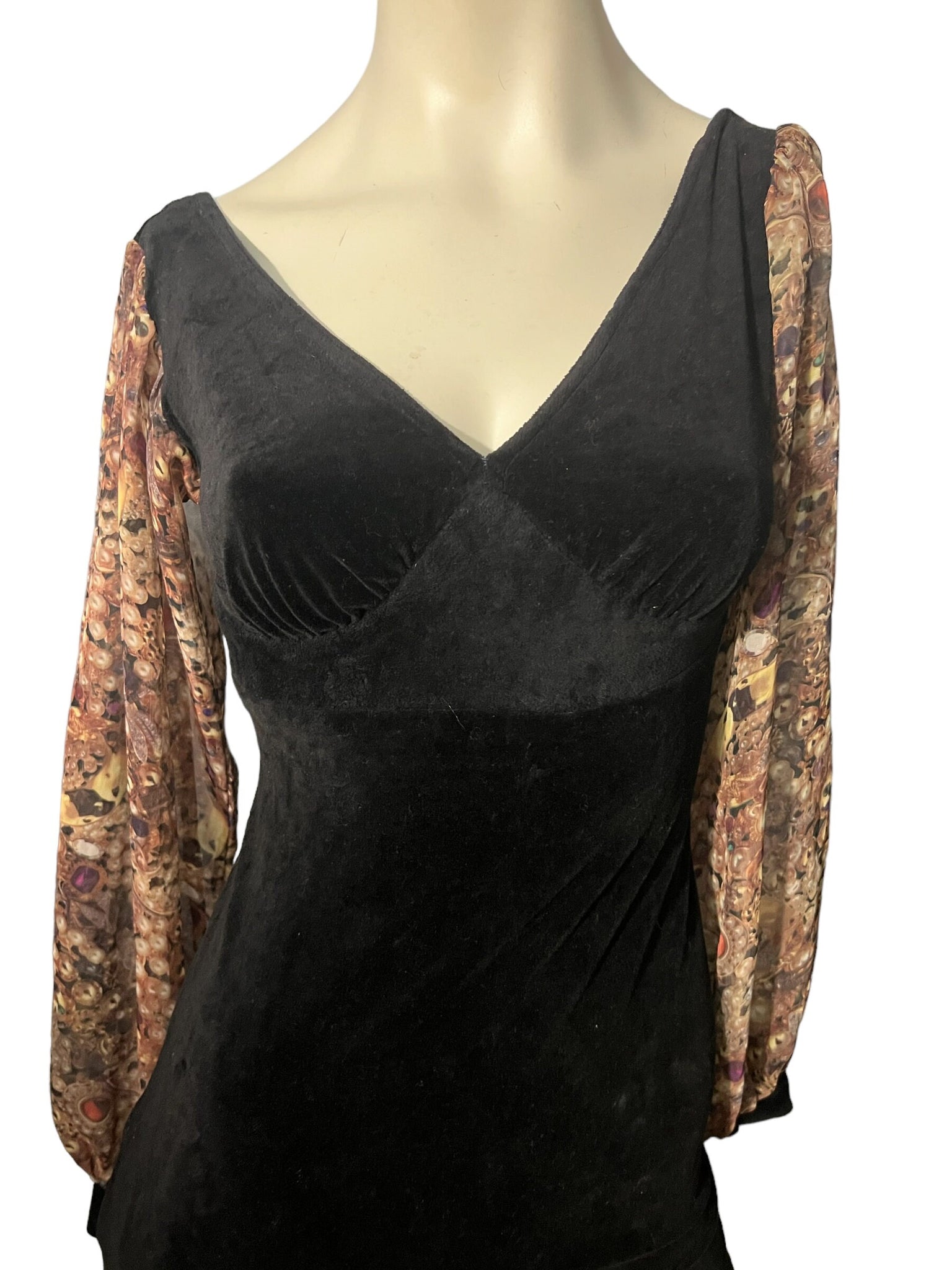Vintage 80’s black velor mini dress S