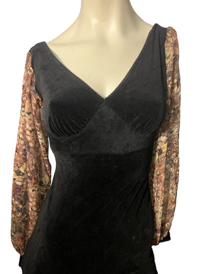 Vintage 80’s black velor mini dress S
