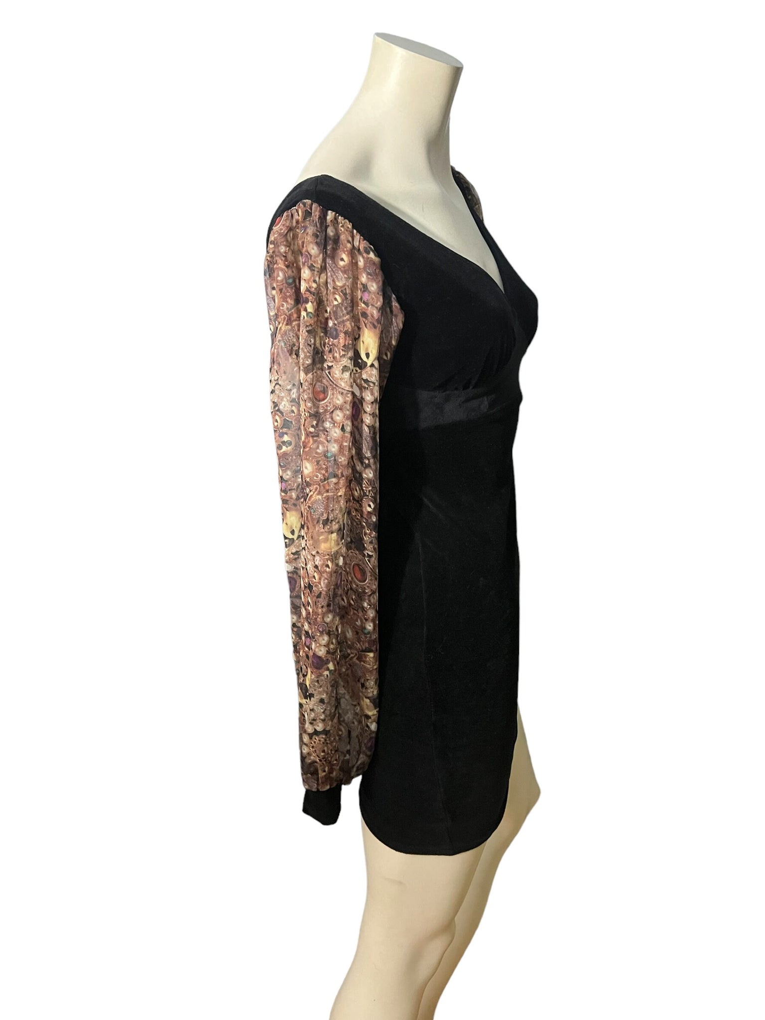 Vintage 80’s black velor mini dress S