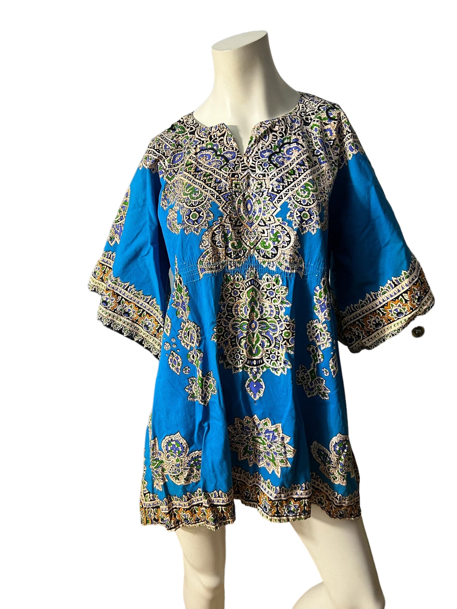 Vintage 70’s blue dashiki top M L