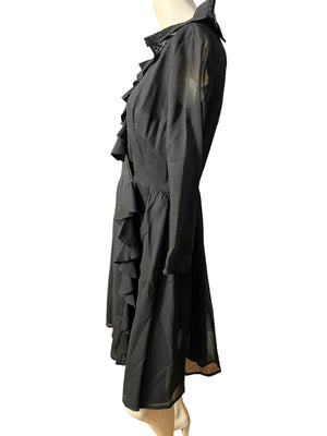 Vintage 70’s black ruffle wrap dress M