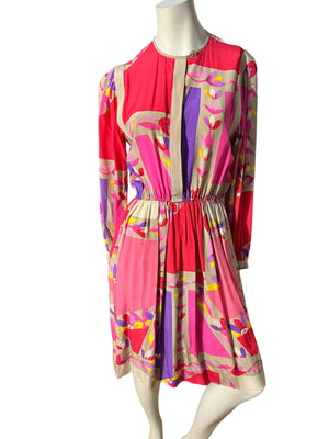 Vintage 80's silk mod dress 8 Anne Crimmins
