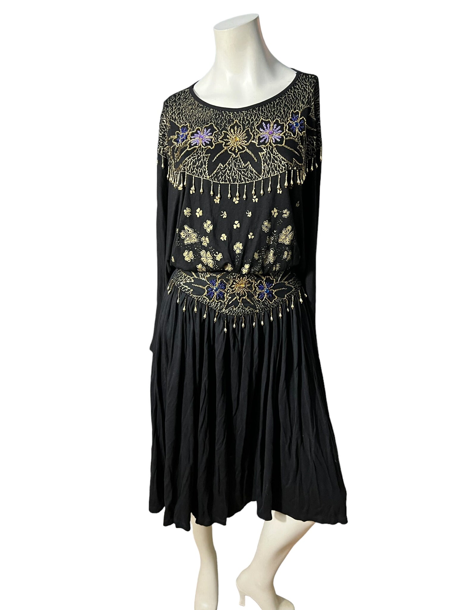 Vintage 80’s bead skirt & top L Christine Gerard