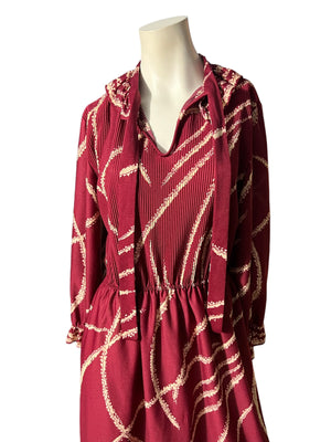 Vintage 70's maroon ruffle dress L