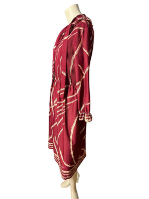 Vintage 70's maroon ruffle dress L