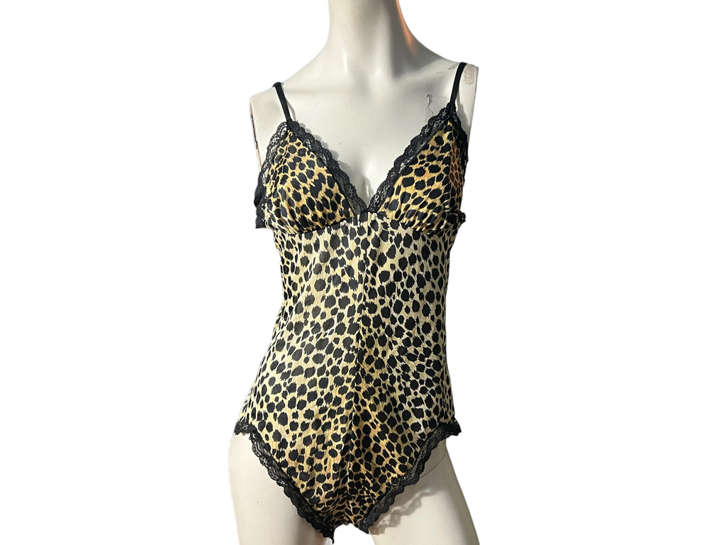 Vintage 70's leopard teddy lingerie L Pandora