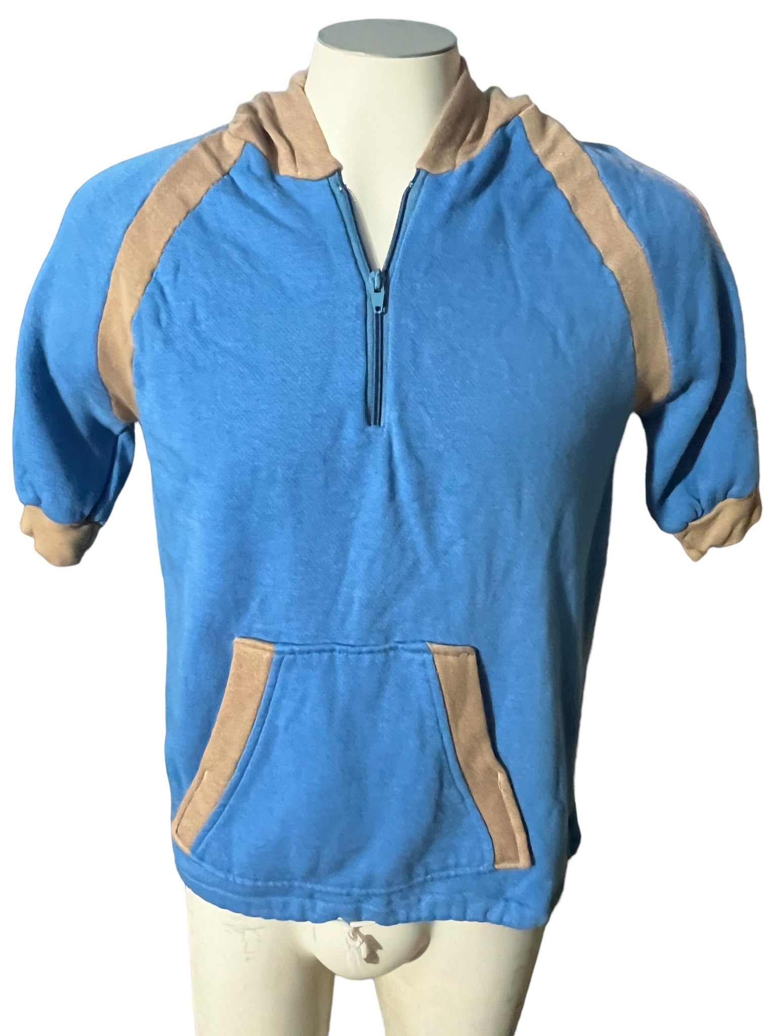 Vintage 80's short sleeve hooded sweatshirt L