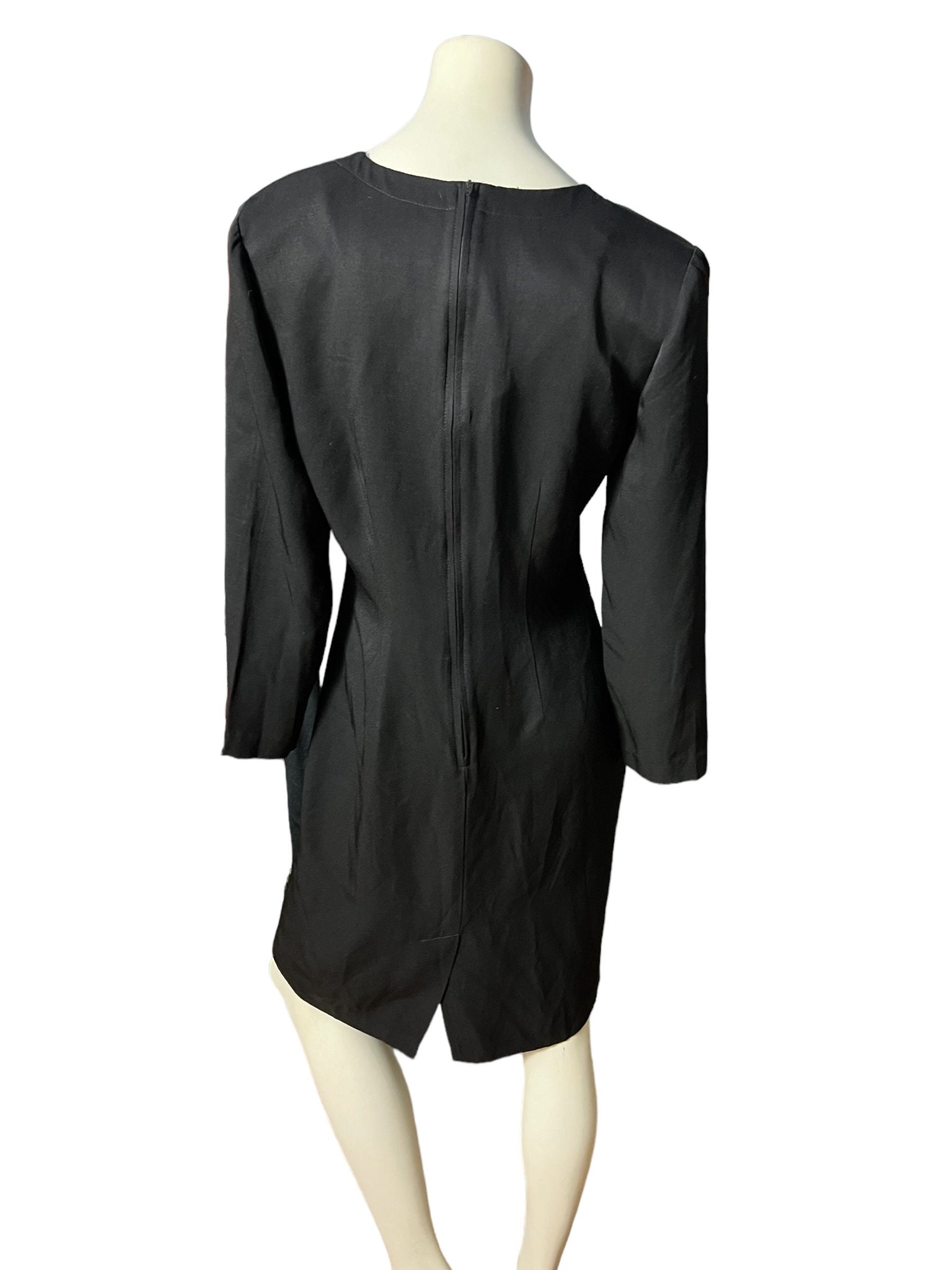 Vintage 80's black rayon dress 8 Julian Taylor