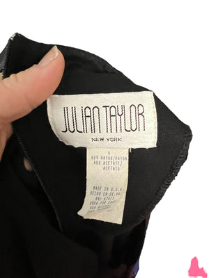 Vintage 80's black rayon dress 8 Julian Taylor