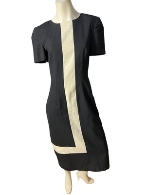 Vintage 80's black & white dress M JLT