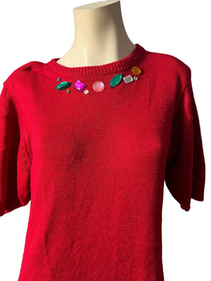 Vintage 80's red sweater dress M Cervelle