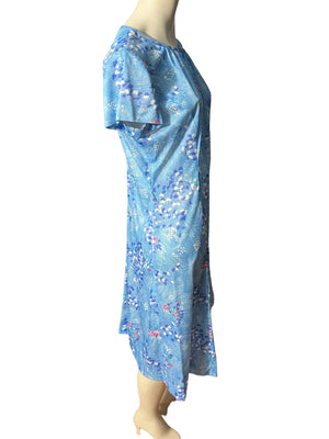 Vintage 70's blue dress L XL Damon Dress