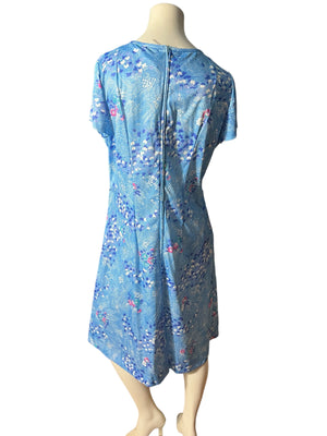 Vintage 70's blue dress L XL Damon Dress