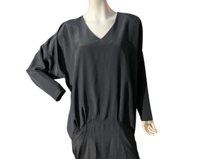 Vintage 80's black drop waist dress L m.j. carroll