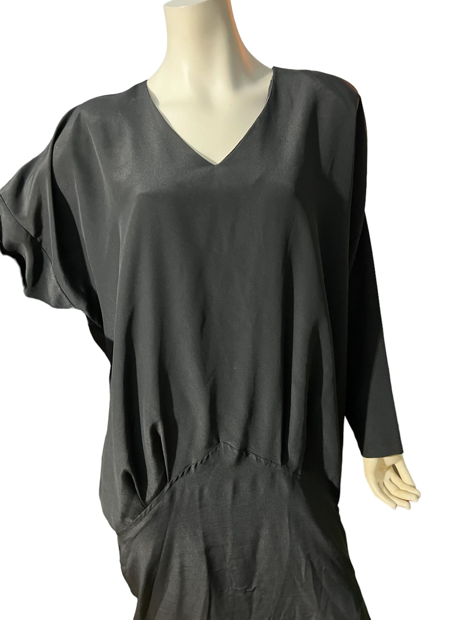 Vintage 80's black drop waist dress L m.j. carroll
