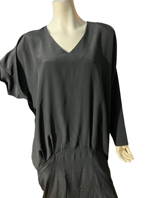 Vintage 80's black drop waist dress L m.j. carroll