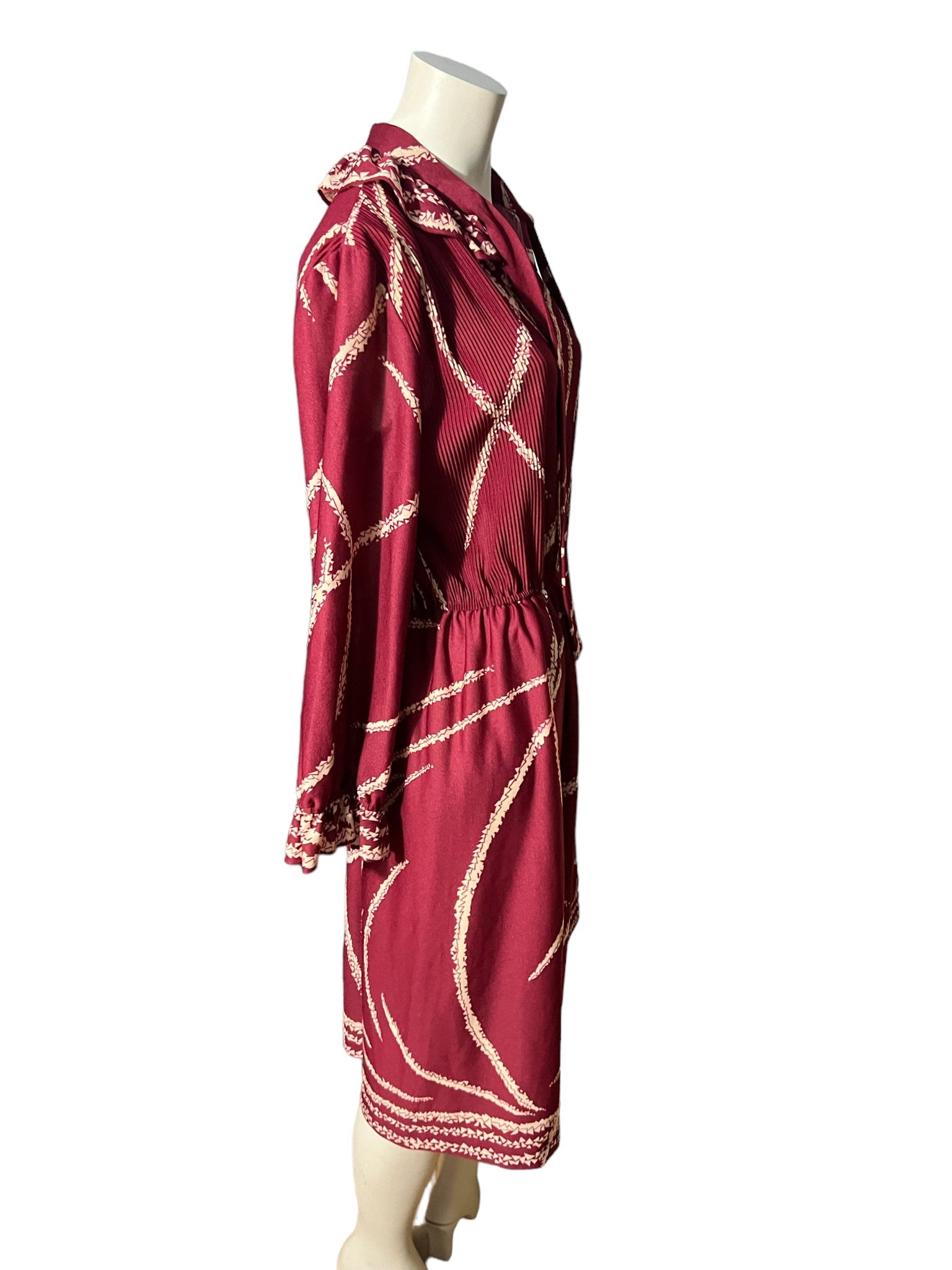Vintage 70's maroon ruffle dress L