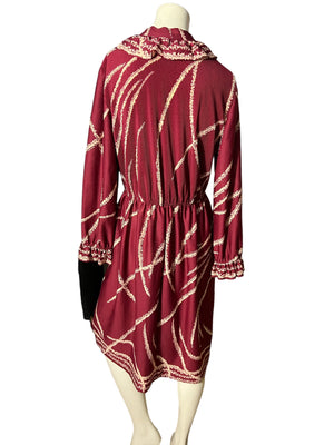 Vintage 70's maroon ruffle dress L