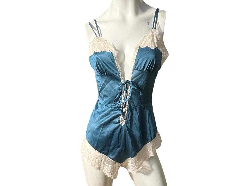 Vintage blue teddy lingerie 36 M Formfit Rogers