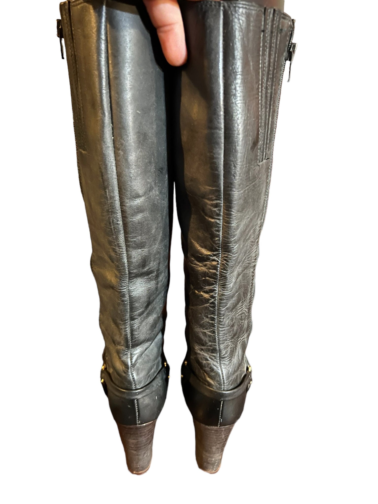 Vintage 70's black leather knee high boots 6 M