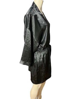 Vintage 80's black Victoria's Secret robe M/L