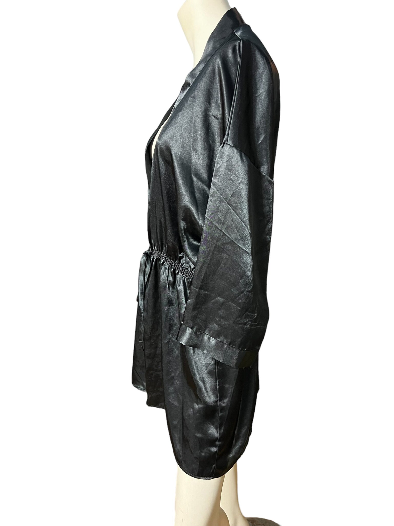 Vintage 80's black Victoria's Secret robe M/L