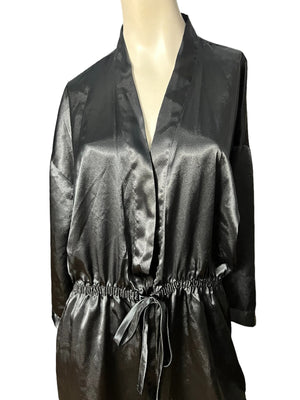 Vintage 80's black Victoria's Secret robe M/L