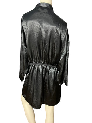 Vintage 80's black Victoria's Secret robe M/L