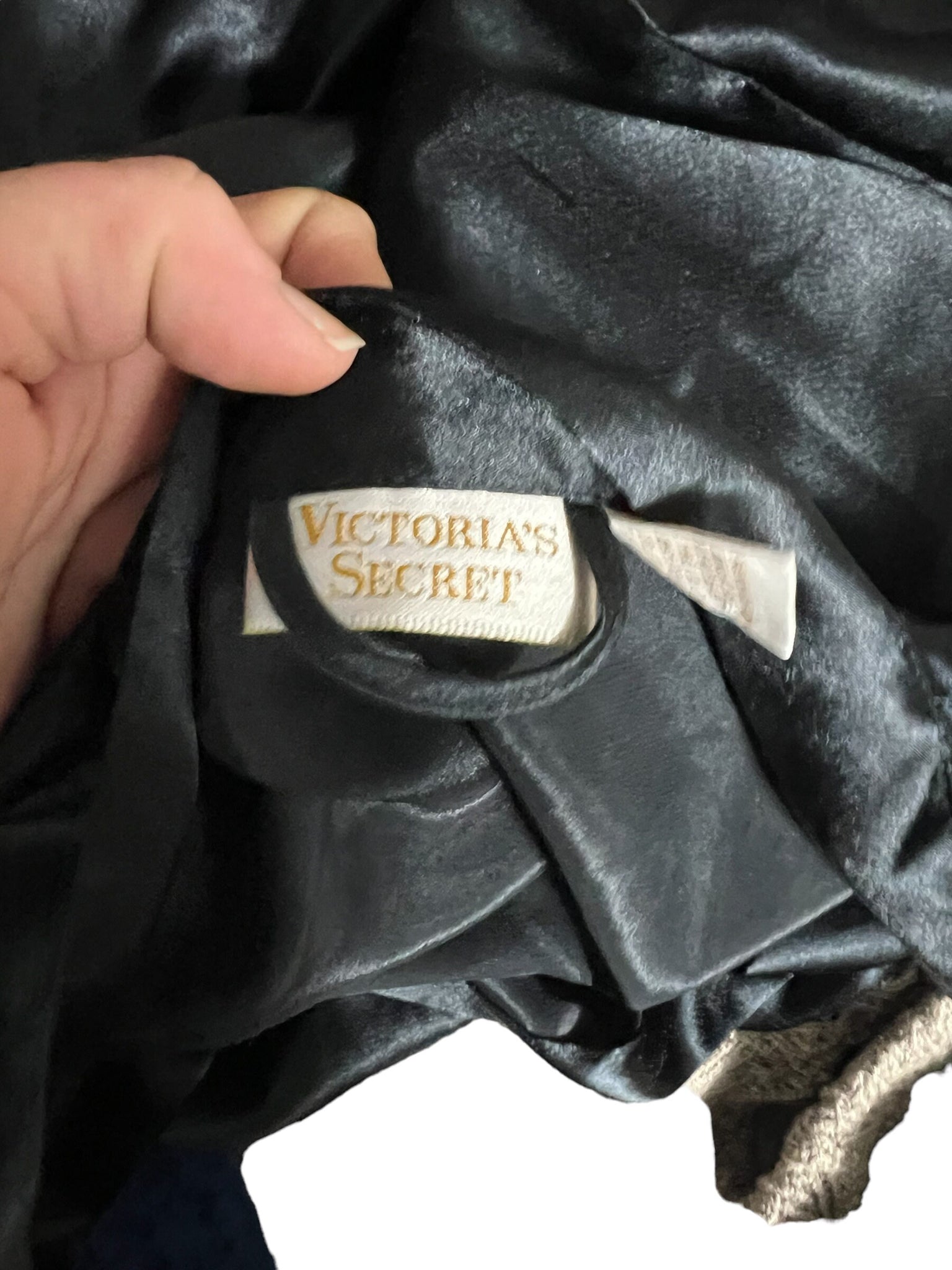 Vintage 80's black Victoria's Secret robe M/L
