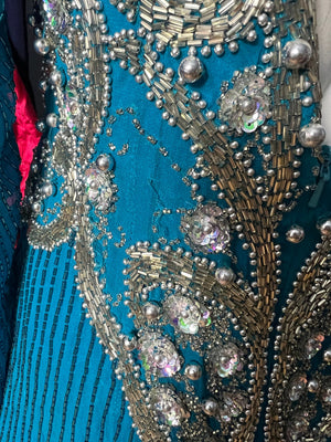 Vintage 80's turquoise bead dress 12 Alyce Designs