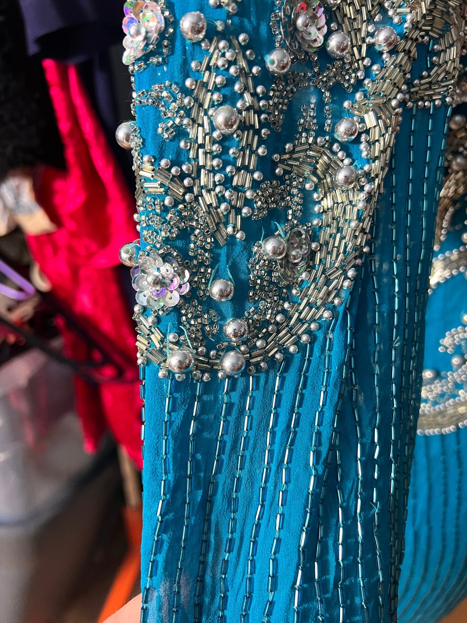 Vintage 80's turquoise bead dress 12 Alyce Designs