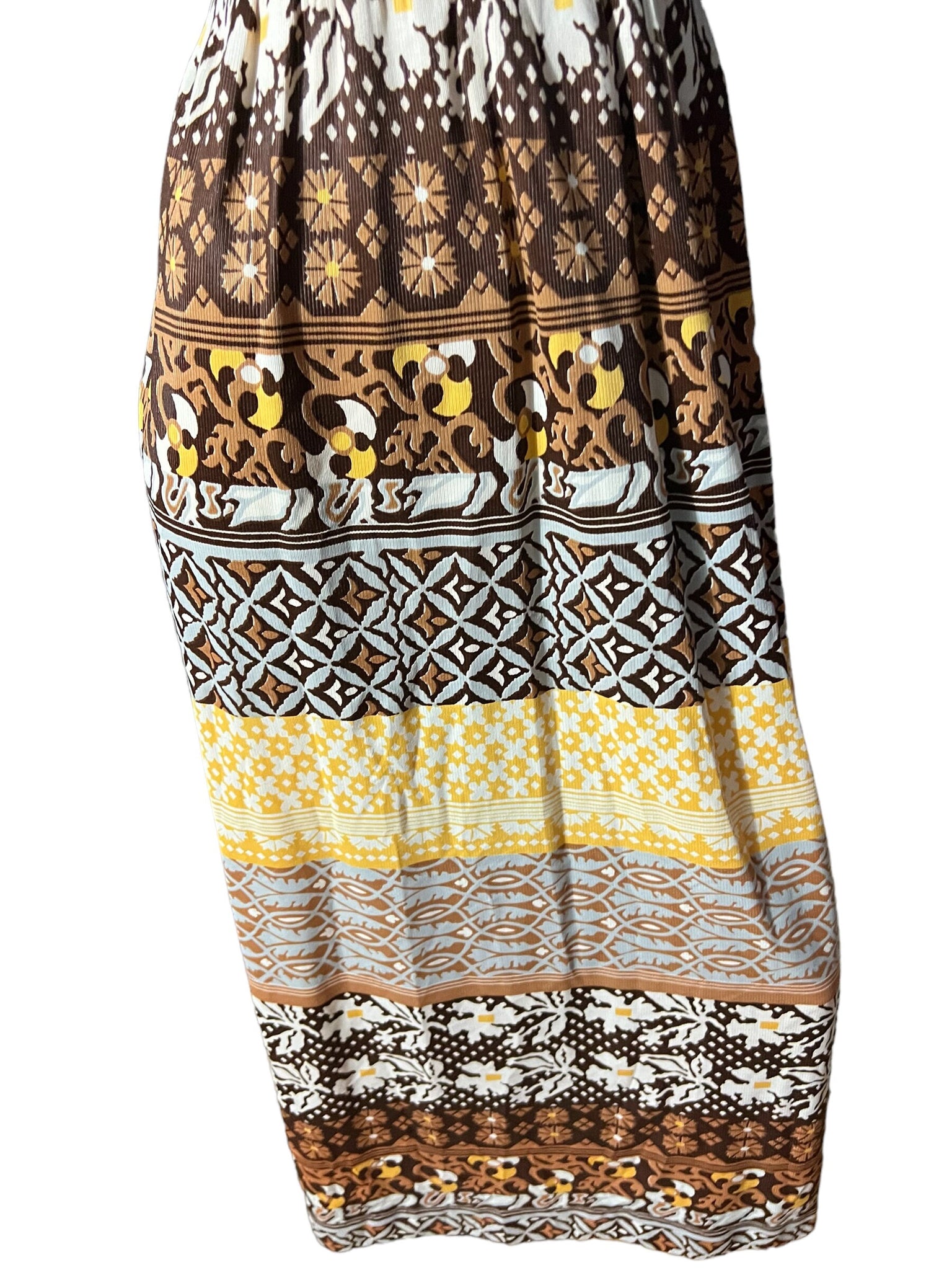 Vintage 70's brown mod maxi dress M