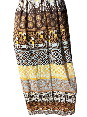 Vintage 70's brown mod maxi dress M