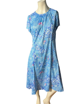 Vintage 70's blue dress L XL Damon Dress
