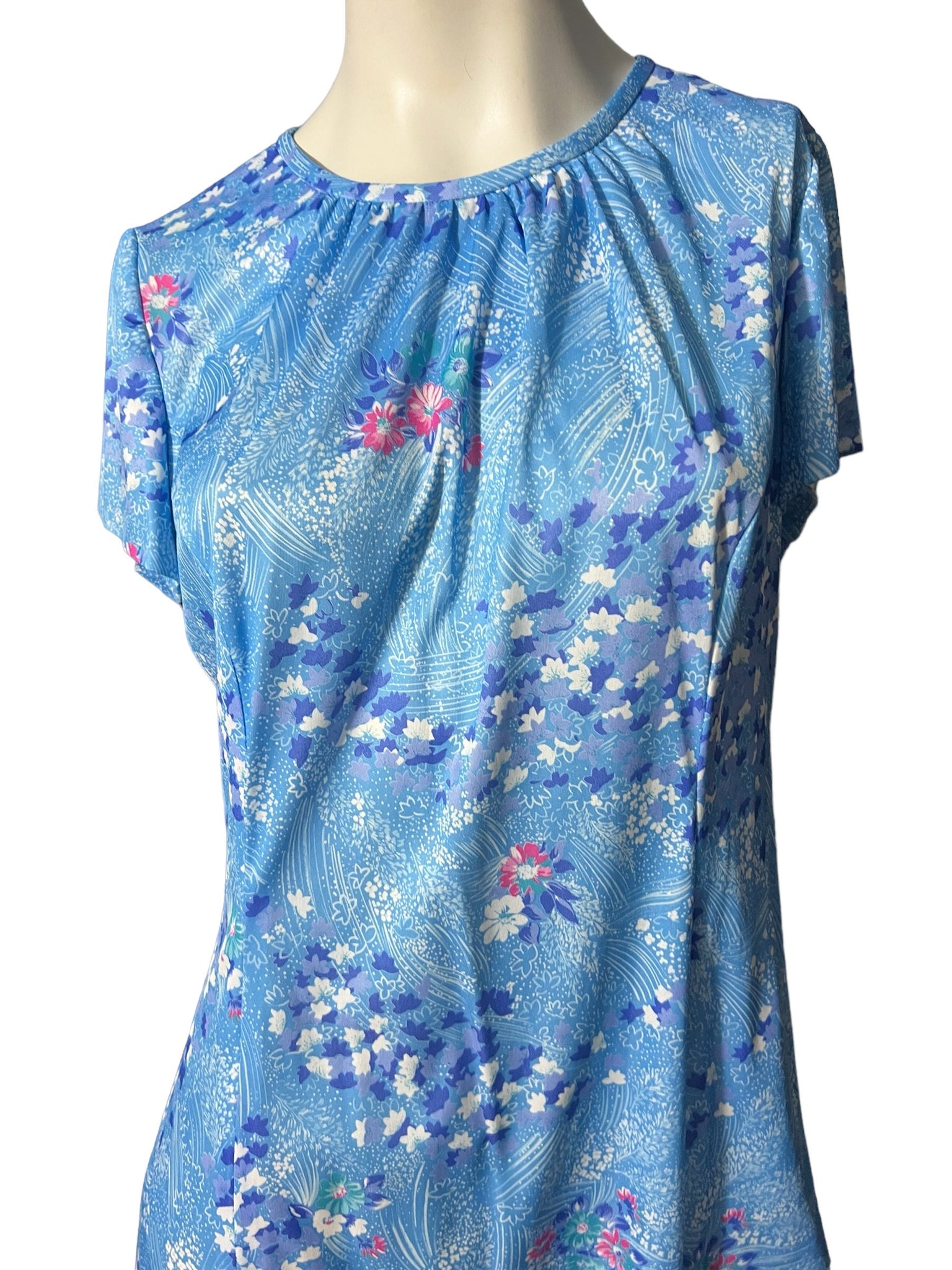 Vintage 70's blue dress L XL Damon Dress