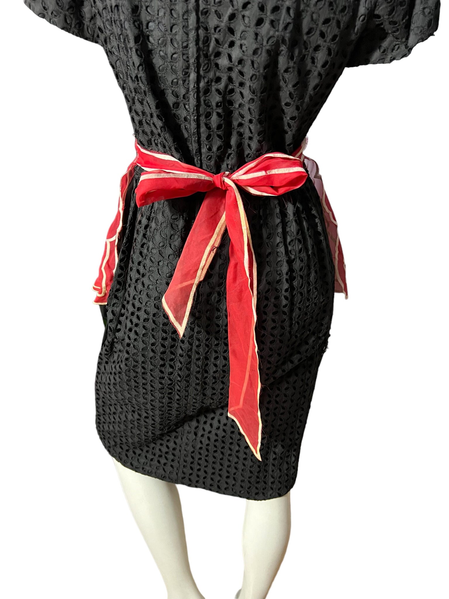Vintage 50's red sheer tulip apron