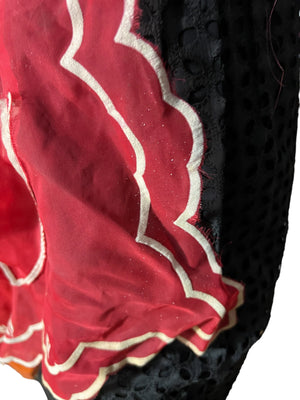 Vintage 50's red sheer tulip apron